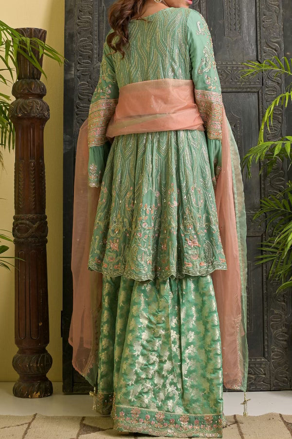 Sea Green and Pink Gharara