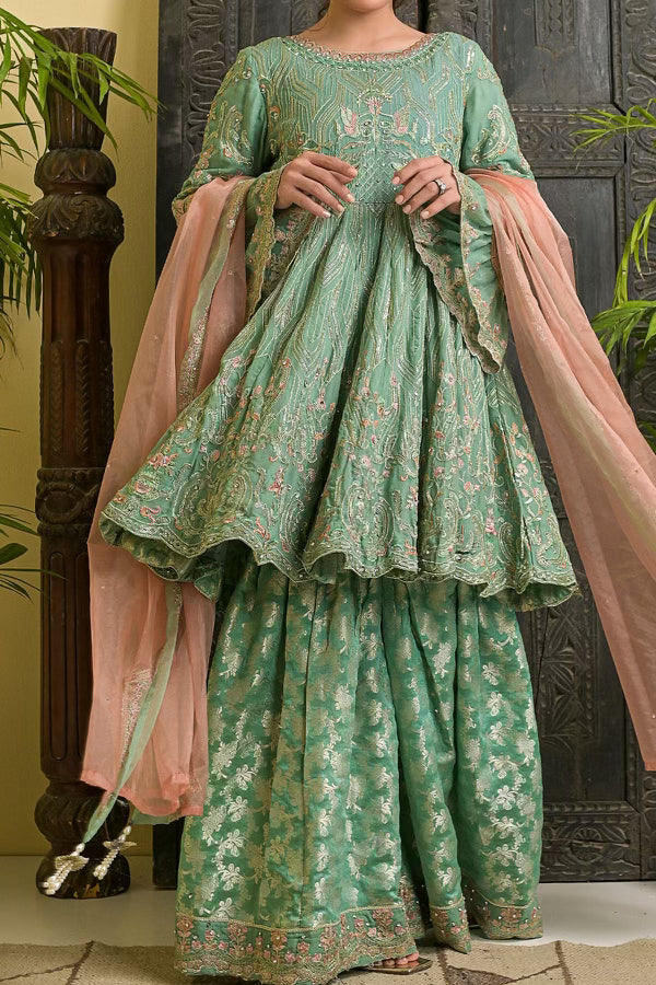 Sea Green and Pink Gharara