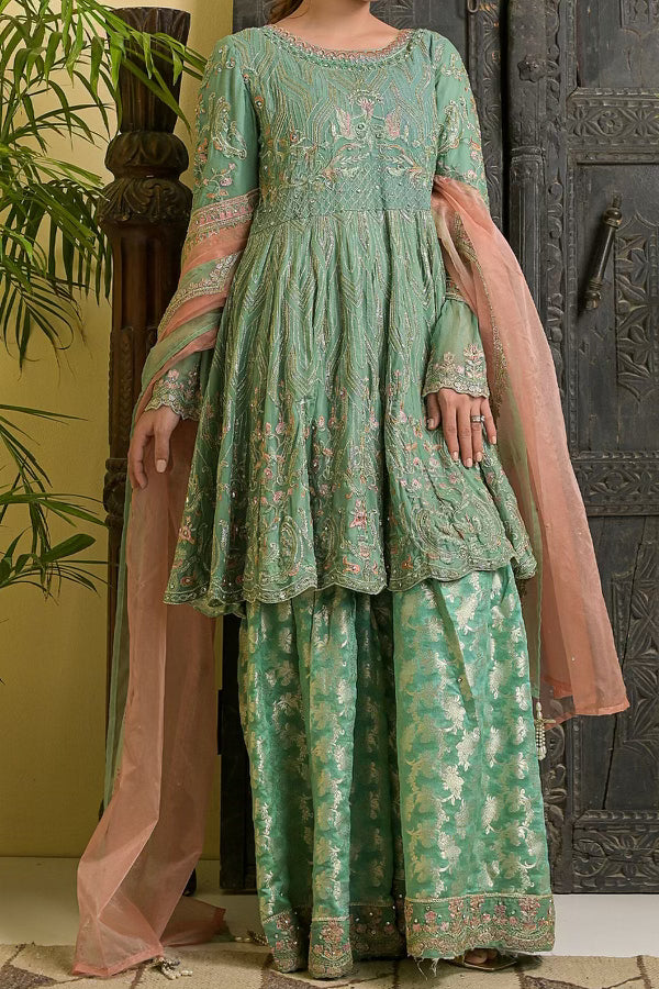 Sea Green and Pink Gharara