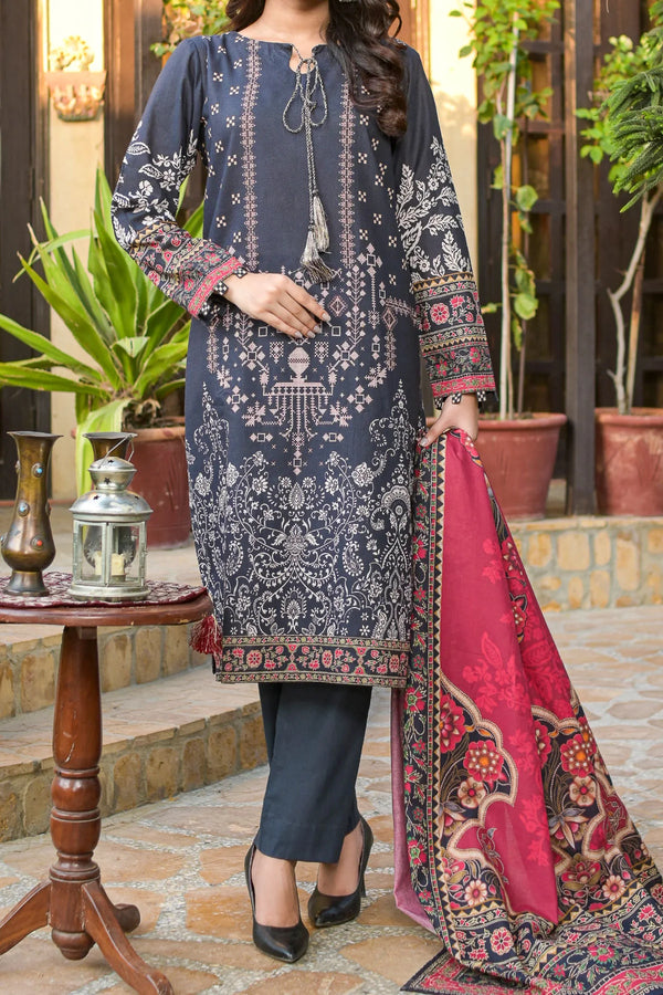 Black Printed Khaddar