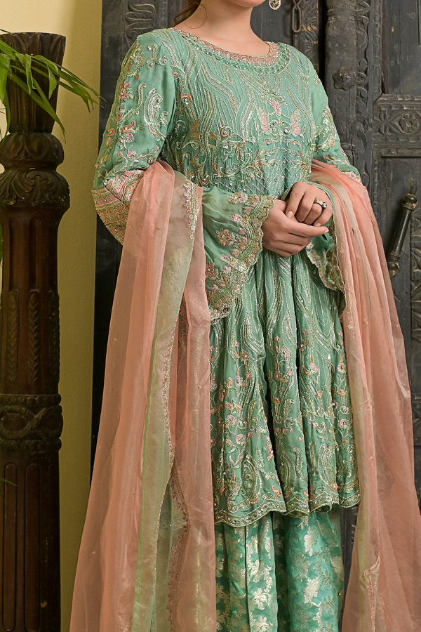 Sea Green and Pink Gharara