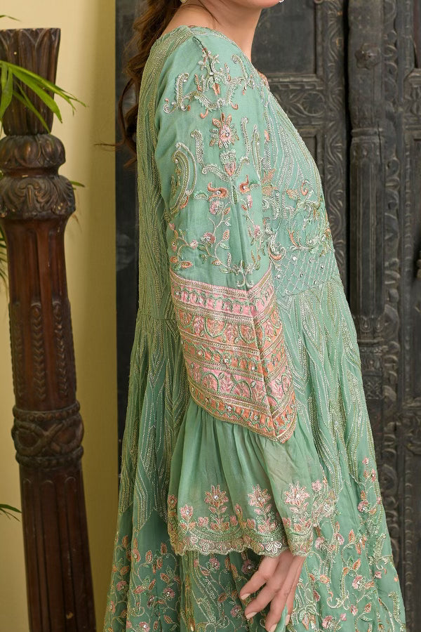 Sea Green and Pink Gharara